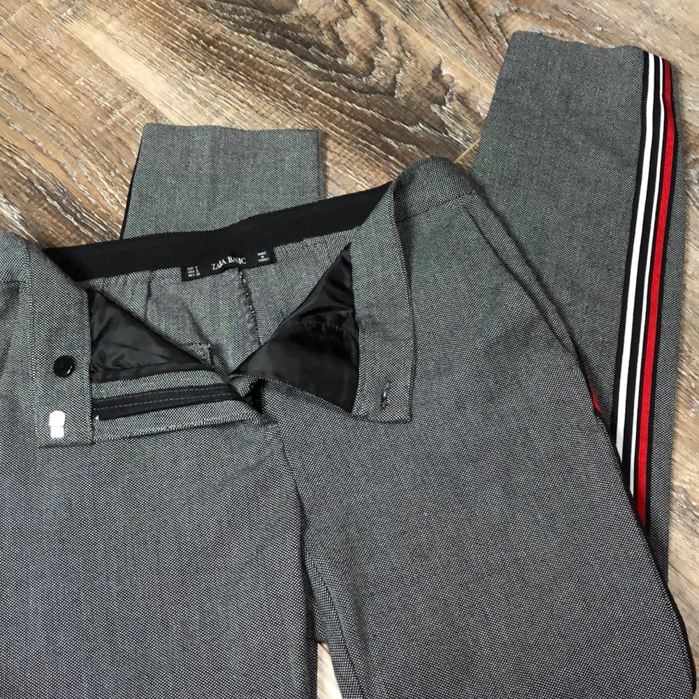 Zara Basic Checked Striped Pants Sz S - image 4